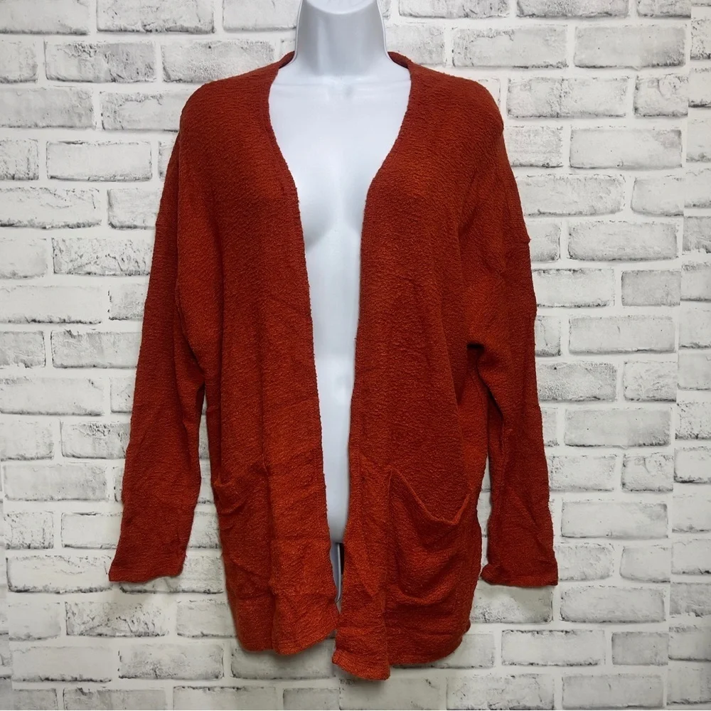 Everly Burnt Orange Open Front Cardigan Small